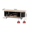 Oval oak-top black TV unit dimension diagram 140x40x50.3cm 10kg shelf and 40kg top capacity with interior measurements