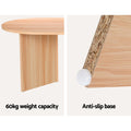 Feature panel showing 60kg weight capacity with table leg detail and anti-slip rubber base close-up