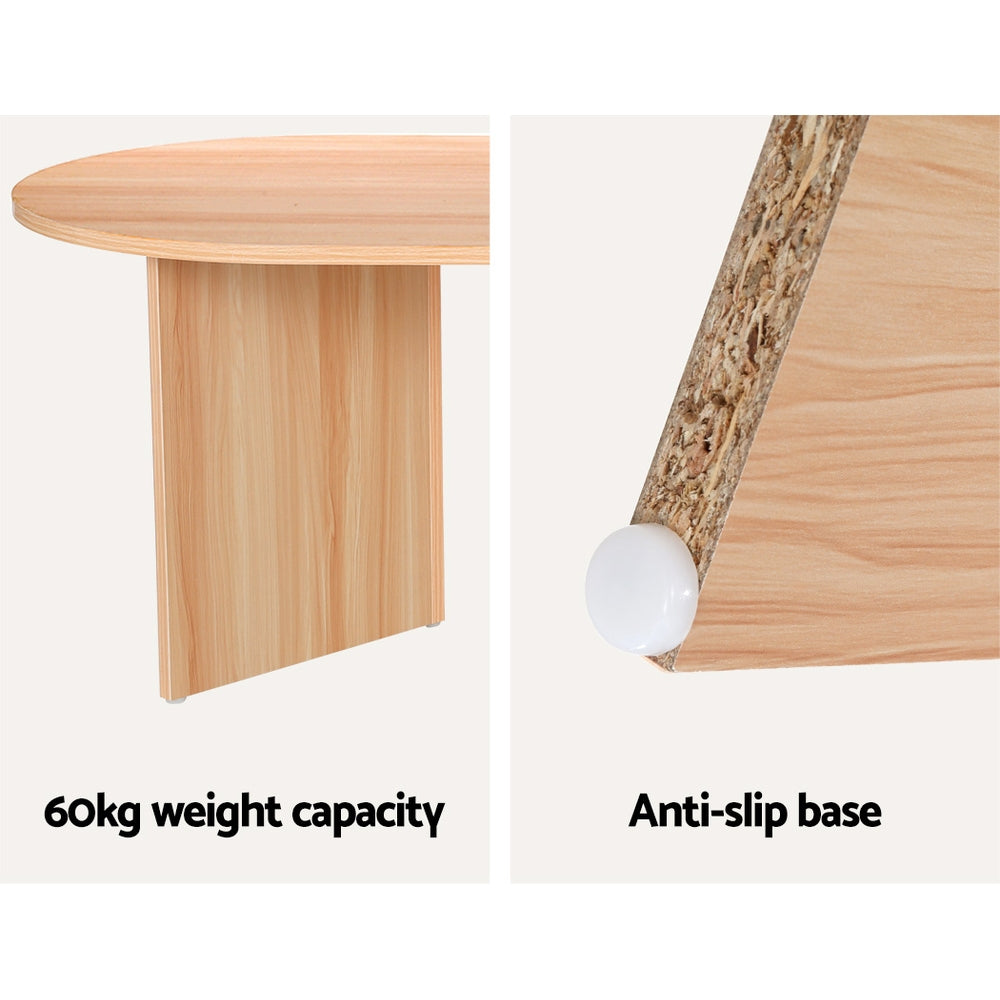 Feature panel showing 60kg weight capacity with table leg detail and anti-slip rubber base close-up