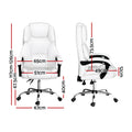 White PU diamond-stitch executive chair dimensions: 67cm wide, 117-126cm tall, 51cm seat width and 49cm seat depth