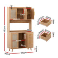 Rattan sideboard hutch dimensions: 180cm tall, 100cm wide, 40cm deep; upper cabinet 63.5cm, lower cabinet 63cm, legs 11.5cm