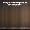 RGB bar floor lamp shown in three warm white brightness levels, text: Multiple color temperature and brightness