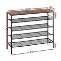 Rustic industrial 4-tier shoe rack dimensions 100cm wide 93cm tall 91cm shelf width 30cm depth with 17cm feet