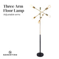 Sarantino Three Arm Floor Lamp on white background with text 