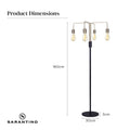 Dimensions diagram: four-arm floor lamp 160cm tall, 30cm base width, 3cm base height, Sarantino logo