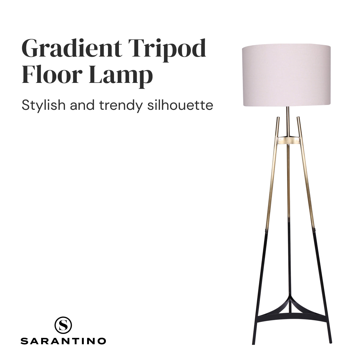 Sarantino Gradient Tripod Floor Lamp on white background with text "Gradient Tripod Floor Lamp"