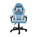 Sarantino Antre light blue kids study gaming chair in children's room with ergonomic back rest and padded armrests badges