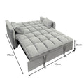 Dimensions for Sarantino Quincy sofa bed in extended bed mode: 175cm length, 115cm width, 38cm height