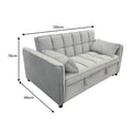 Dimensions diagram for Sarantino Quincy sofa bed: 135cm width, 95cm depth, 76cm height in sofa mode