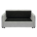 Sarantino Quincy sofa bed with seat lifted up showing black interior wooden frame and storage space