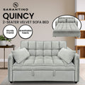 Sarantino Quincy 2-seater light grey velvet sofa bed promo with sturdy frame and breathable fabric badges