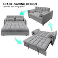 Sarantino Quincy 2-seater velvet sofa bed promotional image with brand logo and inset bed position view