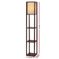 Brown fabric shelf floor lamp dimensions diagram showing 160cm height and 26cm x 26cm base on white background
