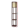 Brown lattice shelf floor lamp dimensions diagram showing 160cm height and 26cm x 26cm base on white background