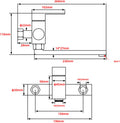 Top-down view of black basin faucet showing lever control and spout configuration