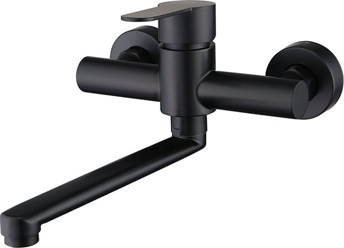 Stainless steel wall-mounted basin faucet black with single lever handle
