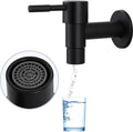 Angled view of black stainless steel cold water faucet with lever configuration
