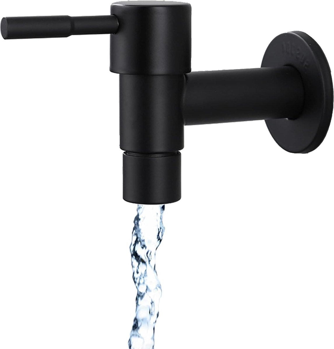 Stainless steel wall-mounted cold water faucet black with curved spout