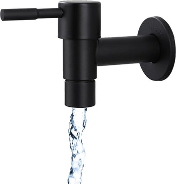 Stainless steel wall-mounted cold water faucet black with curved spout