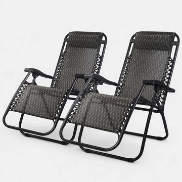 Gardeon Zero Gravity Chair Reclining Steel Textilene Grey