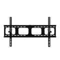 Black tilting TV wall bracket flat front view on white four cutout openings spirit level and two vertical tilt rails