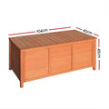 Honey timber outdoor storage box with louvred sides, dimensions: 104cm length, 45cm depth, 45cm height