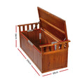 Timber outdoor storage bench open lid dimensions: 129cm length, 58cm depth, 54cm height, 120cm interior length