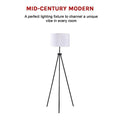 Tripod floor lamp on white background with text Mid-Century Modern and description: lighting fixture for every room
