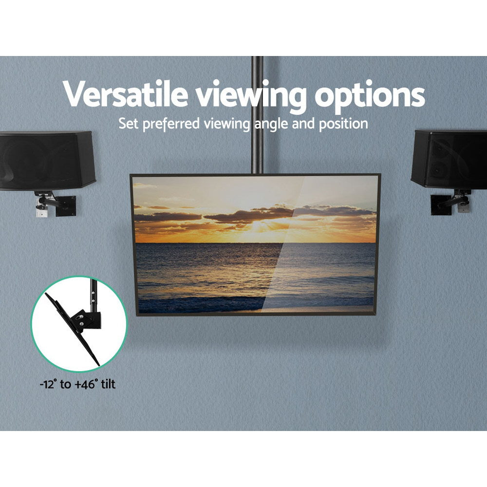 TV ceiling mount versatile viewing options lifestyle with sunset TV minus 12 to plus 46 degree tilt and wall speakers