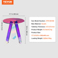 Vevor iridescent acrylic round side table dimension diagram: 17.7in width and 18.9in height, spec: acrylic, 9.3lbs, 22lb load