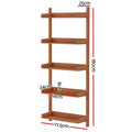 Wall-mounted ladder shelf dimensions: 77.5cm wide, 25cm deep, 180cm tall, shelves 68cm long 24cm deep with 8cm raised lip