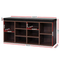 Walnut 10-cube shoe bench dimension diagram 102cm wide 30cm deep 48cm tall cube size 27.5x23cm with red lines