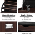 Walnut shoe bench features adjustable shelves quality hinges chrome air-gap handle close-up and side profile of lid and door