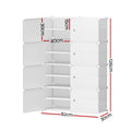 White 12-cube modular shoe cabinet dimensions 82cm wide 126cm tall 30cm deep with 30cm height and 40cm depth per cube
