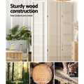 White 3-panel double crosshatch shoji room divider NZ pine construction with quality wood selection and crafting close-ups