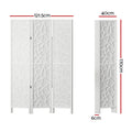 White 3-panel MDF star cutout room divider dimension diagram 121.5cm wide 170cm tall 40cm depth and 6cm side depth