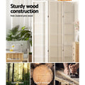 White 4-panel double crosshatch shoji room divider NZ pine construction with quality wood selection and crafting close-ups