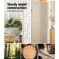 White 4-panel MDF star cutout room divider NZ pine construction with quality wood selection and crafting close-ups