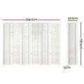White 6-panel grid pattern shoji room divider dimension diagram 264.5cm wide 178.5cm tall 43.5cm panel and 12cm depth