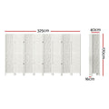 White 8-panel geometric room divider dimension diagram 325cm wide 170cm tall 40cm panel width and 16cm depth
