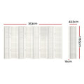 White 8-panel grid pattern shoji room divider dimension diagram 353cm wide 178.5cm tall 43.5cm panel and 16cm depth