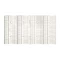 White 8-panel grid pattern shoji room divider flat front view on white background with rice paper panels and hinges