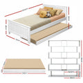 White bed trundle and bookshelf set dimensions: bed 212.5x117cm, trundle 203x109cm, bookshelf 192x80cm