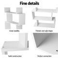 White bookshelf detail panel showing great stability, thickened safe edges, solid construction and perfect connections