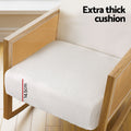 White boucle rocking chair seat close-up from above, 14.5cm thick, 