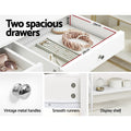 Open drawer with jewellery, dimensions 39x29x8cm; panels: vintage metal handle, smooth runners, display shelf close-ups
