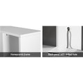 Entertainment unit infographic showing honeycomb frame construction and rear panel cable management hole