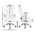 White executive office chair dimensions diagram showing 116-126cm height 53cm seat 70cm base front and side views