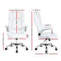 White executive office chair annotated size diagram front and side views 116-126cm height 70cm base width