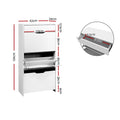 Dimensions diagram: white flip shoe cabinet 62cm wide, 24cm deep, 126cm tall, three 36cm flip sections